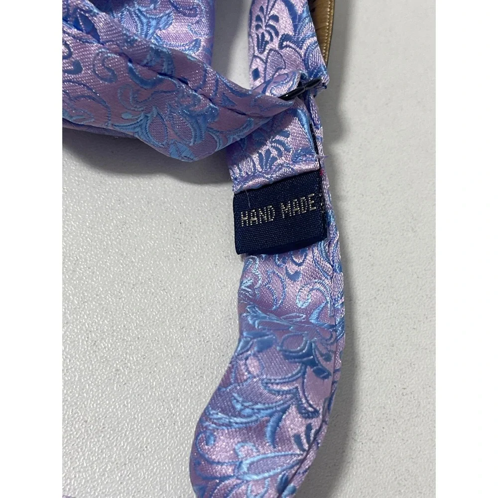 HISDERN Mens Lilac Blue‎ Floral Jacquard Pre Tied Bowtie Adjustable